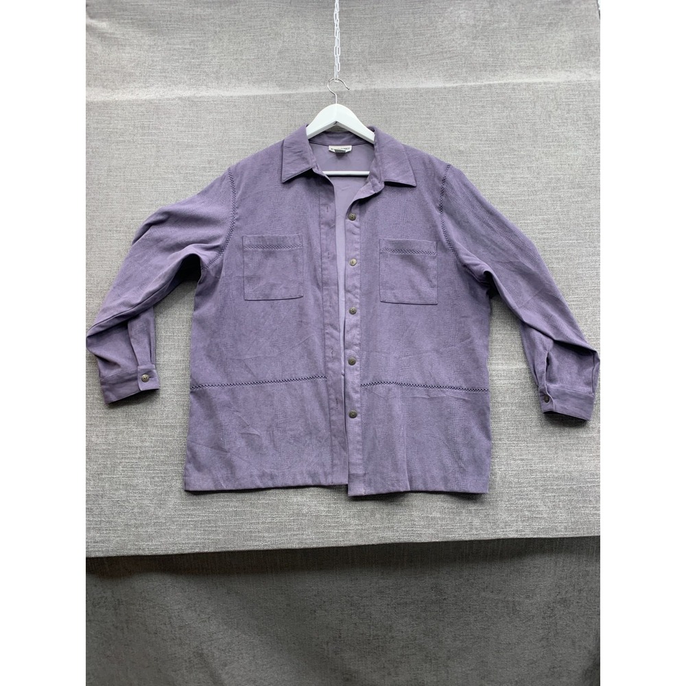 Alfred Dunner Shirt Womens 16 Purple Animal Print Long Sleeve Collared Button Up